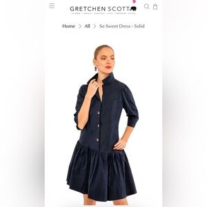 Gretchen Scott Designs Elegant Navy Long Sleeve Dress